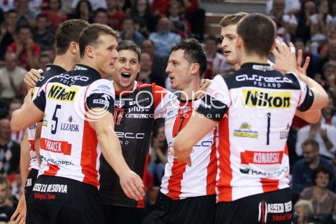  02.11.2013 RZESZOW <br />SIATKOWKA PLUS LIGA 2013/2014 MEN VOLLEYBALL POLAND POLISH PLUSLIGA LEAGUE SEASON 2013/2014 <br />MECZ ASSECO RESOVIA RZESZOW - TRANSFER BYDGOSZCZ<br />N/Z NIKOLAY PENCZEV OLIEG ACHREM PIOTR NOWAKOWSKI LUKAS TICHACEK RADOSC EMOCJE <br /> 