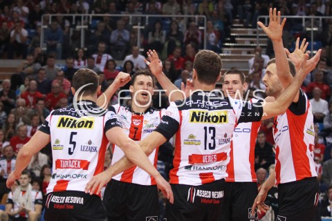  02.11.2013 RZESZOW <br />SIATKOWKA PLUS LIGA 2013/2014 MEN VOLLEYBALL POLAND POLISH PLUSLIGA LEAGUE SEASON 2013/2014 <br />MECZ ASSECO RESOVIA RZESZOW - TRANSFER BYDGOSZCZ<br />N/Z OLIEG ACHREMDAWID KONARSKI LUKASZ PERLOWSKI PETER VERES RADOSC EMOCJE <br /> 