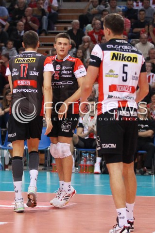  02.11.2013 RZESZOW <br />SIATKOWKA PLUS LIGA 2013/2014 MEN VOLLEYBALL POLAND POLISH PLUSLIGA LEAGUE SEASON 2013/2014 <br />MECZ ASSECO RESOVIA RZESZOW - TRANSFER BYDGOSZCZ<br />N/Z NIKOLAY PENCZEV MATEUSZ MASLOWSKI LUKAS TICHACEK DWOCH 2 LIBERO NA BOISKU<br /> 