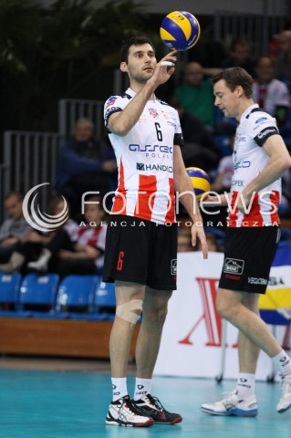  06.11.2013 RZESZOW POLAND <br />SIATKOWKA LIGA MISTRZOW MEN CEV VOLLEYBALL CHAMPIONS LEAGUE 2013 MATCH<br />ASSECO RESOVIA -  JIHOSTROJ CESKE BUDEJOVICE<br />N/Z GRZEGORZ KOSOK SYLWETKA ROLLING FINGER<br /> 