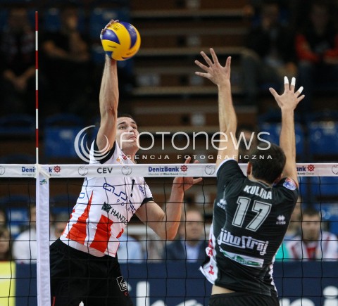  06.11.2013 RZESZOW POLAND <br />SIATKOWKA LIGA MISTRZOW MEN CEV VOLLEYBALL CHAMPIONS LEAGUE 2013 MATCH<br />ASSECO RESOVIA -  JIHOSTROJ CESKE BUDEJOVICE<br />N/Z DAWID KONARSKI JAN KULIHA <br /> 