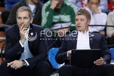  06.11.2013 RZESZOW POLAND <br />SIATKOWKA LIGA MISTRZOW MEN CEV VOLLEYBALL CHAMPIONS LEAGUE 2013 MATCH<br />ASSECO RESOVIA -  JIHOSTROJ CESKE BUDEJOVICE<br />N/Z ANDRZEJ KOWAL ( TRENER ) MARCIN OGONOWSKI ( II TRENER ) <br /> 
