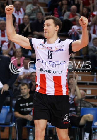  06.11.2013 RZESZOW POLAND <br />SIATKOWKA LIGA MISTRZOW MEN CEV VOLLEYBALL CHAMPIONS LEAGUE 2013 MATCH<br />ASSECO RESOVIA -  JIHOSTROJ CESKE BUDEJOVICE<br />N/Z JOCHEN SCHOPS RADOSC EMOCJE <br /> 