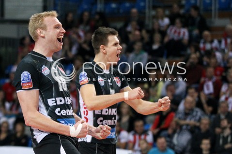  06.11.2013 RZESZOW POLAND <br />SIATKOWKA LIGA MISTRZOW MEN CEV VOLLEYBALL CHAMPIONS LEAGUE 2013 MATCH<br />ASSECO RESOVIA -  JIHOSTROJ CESKE BUDEJOVICE<br />N/Z MICHAL KRISKO PETR MICHALEK RADOSC EMOCJE <br /> 