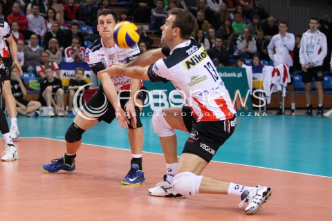  06.11.2013 RZESZOW POLAND <br />SIATKOWKA LIGA MISTRZOW MEN CEV VOLLEYBALL CHAMPIONS LEAGUE 2013 MATCH<br />ASSECO RESOVIA -  JIHOSTROJ CESKE BUDEJOVICE<br />N/Z PETER VERES JOCHEN SCHOPS <br /> 