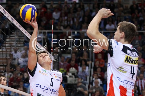  06.11.2013 RZESZOW POLAND <br />SIATKOWKA LIGA MISTRZOW MEN CEV VOLLEYBALL CHAMPIONS LEAGUE 2013 MATCH<br />ASSECO RESOVIA -  JIHOSTROJ CESKE BUDEJOVICE<br />N/Z LUKAS TICHACEK PIOTR NOWAKOWSKI <br /> 