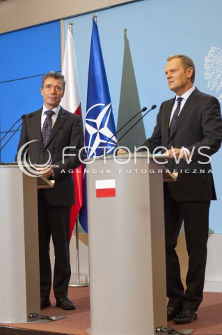  7.11.2013 WARSZAWA SPOTKANIE PREMIERA DONALDA TUSKA Z SEKRETARZEM GENERALNYM NATO ANDERSEM FOGHIEM RASMUSSENEM N/Z PREMIER DONALD TUSK ANDERS FOGH RASMUSSEN  