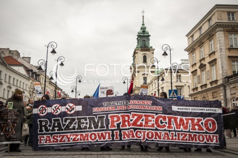 Demonstracja antyfaszystów w Warszawie