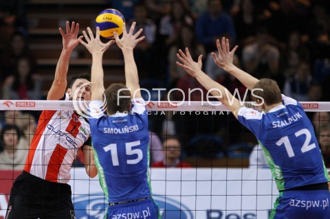 16.11.2013 RZESZOW <br />SIATKOWKA PLUS LIGA 2013/2014 MEN VOLLEYBALL POLAND POLISH PLUSLIGA LEAGUE SEASON 2013/2014 <br />MECZ ASSECO RESOVIA RZESZOW - AZS POLITECHNIKA WARSZAWSKA <br />N/Z OLIEG ACHREM PRZEMYSLAW SMOLINSKI ARTUR SZALPUK <br /> 