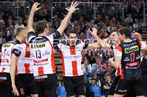  16.11.2013 RZESZOW <br />SIATKOWKA PLUS LIGA 2013/2014 MEN VOLLEYBALL POLAND POLISH PLUSLIGA LEAGUE SEASON 2013/2014 <br />MECZ ASSECO RESOVIA RZESZOW - AZS POLITECHNIKA WARSZAWSKA <br />N/Z FABIAN DRZYZGA PETER VERES OLIEG ACHREM ALEH AKHREM NIKOLAY PENCZEV PENCHEV RADOSC EMOCJE <br /> 
