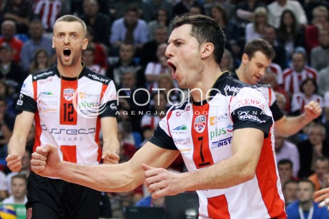  16.11.2013 RZESZOW <br />SIATKOWKA PLUS LIGA 2013/2014 MEN VOLLEYBALL POLAND POLISH PLUSLIGA LEAGUE SEASON 2013/2014 <br />MECZ ASSECO RESOVIA RZESZOW - AZS POLITECHNIKA WARSZAWSKA <br />N/Z OLIEG ACHREM ALEH AKHREM LUKASZ PERLOWSKI FABIAN DRZYZGA RADOSC EMOCJE <br /> 