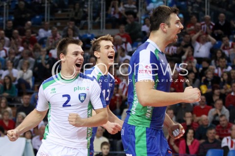  16.11.2013 RZESZOW <br />SIATKOWKA PLUS LIGA 2013/2014 MEN VOLLEYBALL POLAND POLISH PLUSLIGA LEAGUE SEASON 2013/2014 <br />MECZ ASSECO RESOVIA RZESZOW - AZS POLITECHNIKA WARSZAWSKA <br />N/Z ARTUR SZALPUK ARTUR SZALPUK ADRIAN GONTARIU RADOSC EMOCJE <br /> 