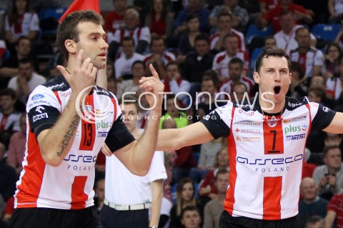  16.11.2013 RZESZOW <br />SIATKOWKA PLUS LIGA 2013/2014 MEN VOLLEYBALL POLAND POLISH PLUSLIGA LEAGUE SEASON 2013/2014 <br />MECZ ASSECO RESOVIA RZESZOW - AZS POLITECHNIKA WARSZAWSKA <br />N/Z OLIEG ACHREM ALEH AKHREM PETER VERES RADOSC EMOCJE <br /> 