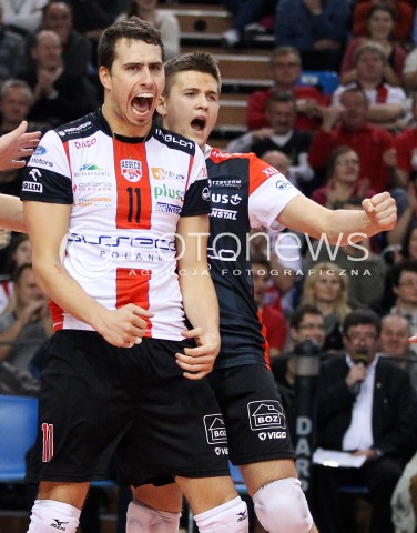  16.11.2013 RZESZOW <br />SIATKOWKA PLUS LIGA 2013/2014 MEN VOLLEYBALL POLAND POLISH PLUSLIGA LEAGUE SEASON 2013/2014 <br />MECZ ASSECO RESOVIA RZESZOW - AZS POLITECHNIKA WARSZAWSKA <br />N/Z FABIAN DRZYZGA MATEUSZ MASLOWSKI RADOSC EMOCJE <br /> 