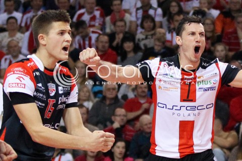  16.11.2013 RZESZOW <br />SIATKOWKA PLUS LIGA 2013/2014 MEN VOLLEYBALL POLAND POLISH PLUSLIGA LEAGUE SEASON 2013/2014 <br />MECZ ASSECO RESOVIA RZESZOW - AZS POLITECHNIKA WARSZAWSKA <br />N/Z OLIEG ACHREM ALEH AKHREM MATEUSZ MASLOWSKI PETER VERES RADOSC EMOCJE <br /> 