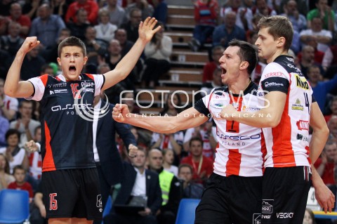  16.11.2013 RZESZOW <br />SIATKOWKA PLUS LIGA 2013/2014 MEN VOLLEYBALL POLAND POLISH PLUSLIGA LEAGUE SEASON 2013/2014 <br />MECZ ASSECO RESOVIA RZESZOW - AZS POLITECHNIKA WARSZAWSKA <br />N/Z MATEUSZ MASLOWSKI OLIEG ACHREM ALEH AKHREM PIOTR NOWAKOWSKI RADOSC EMOCJE <br /> 