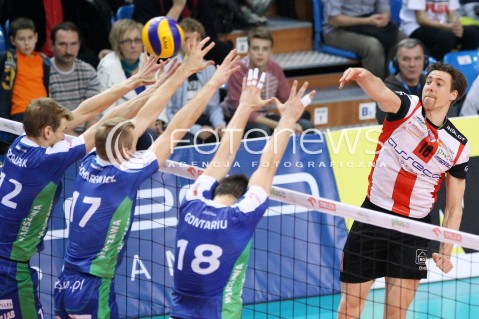  16.11.2013 RZESZOW <br />SIATKOWKA PLUS LIGA 2013/2014 MEN VOLLEYBALL POLAND POLISH PLUSLIGA LEAGUE SEASON 2013/2014 <br />MECZ ASSECO RESOVIA RZESZOW - AZS POLITECHNIKA WARSZAWSKA <br />N/Z JOCHEN SCHOPS ARTUR SZALPUK MATEUSZ SACHAREWICZ ADRIAN GONTARIU <br /> 