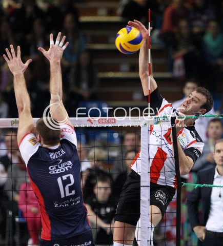  27.11.2013 RZESZOW <br />SIATKOWKA PLUS LIGA 2013/2014 MEN VOLLEYBALL POLAND POLISH PLUSLIGA LEAGUE SEASON 2013/2014 <br />MECZ ASSECO RESOVIA RZESZOW - ZAKSA KEDZIERZYN KOZLE <br />N/Z PETER VERES GRZEGORZ BOCIEK <br /> 