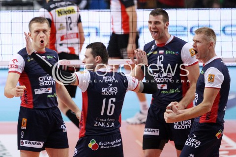  27.11.2013 RZESZOW <br />SIATKOWKA PLUS LIGA 2013/2014 MEN VOLLEYBALL POLAND POLISH PLUSLIGA LEAGUE SEASON 2013/2014 <br />MECZ ASSECO RESOVIA RZESZOW - ZAKSA KEDZIERZYN KOZLE <br />N/Z JURIJ GLADYR LUKASZ PERLOWSKI PAWEL ZAGUMNY MICHAL RUCIAK RADOSC EMOCJE <br /> 