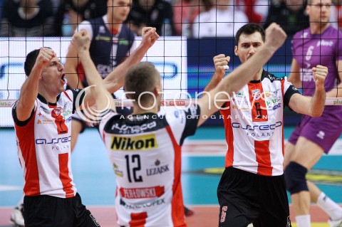  27.11.2013 RZESZOW <br />SIATKOWKA PLUS LIGA 2013/2014 MEN VOLLEYBALL POLAND POLISH PLUSLIGA LEAGUE SEASON 2013/2014 <br />MECZ ASSECO RESOVIA RZESZOW - ZAKSA KEDZIERZYN KOZLE <br />N/Z OLIEG ACHREM LUKASZ PERLOWSKI GRZEGORZ KOSOK RADOSC EMOCJE <br /> 