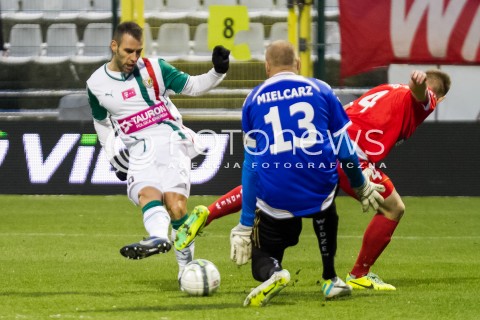  07.12.2013 LODZ PILKA NOZNA T-MOBILE EKSTRAKLASA SEZON 2012/2013 FOOTBALL POLISH EKSTRAKLASA SEASON WIDZEW LODZ - SLASK WROCLAW N/Z  MACIEJ MIELCARZ RAFAL AUGUSTYNIAK PAIXAO MARCO LOPES  