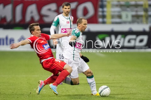  07.12.2013 LODZ PILKA NOZNA T-MOBILE EKSTRAKLASA SEZON 2012/2013 FOOTBALL POLISH EKSTRAKLASA SEASON WIDZEW LODZ - SLASK WROCLAW N/Z  MARCIN KACZMAREK SEBINO PLAKU  