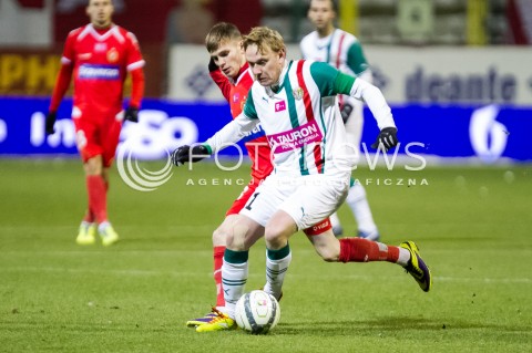  07.12.2013 LODZ PILKA NOZNA T-MOBILE EKSTRAKLASA SEZON 2012/2013 FOOTBALL POLISH EKSTRAKLASA SEASON WIDZEW LODZ - SLASK WROCLAW N/Z BARTLOMIEJ KASPRZAK SEBASTIAN MILA   