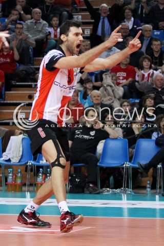  15.12.2013 RZESZOW <br />SIATKOWKA PLUS LIGA 2013/2014 MEN VOLLEYBALL POLAND POLISH PLUSLIGA LEAGUE SEASON 2013/2014 <br />MECZ ASSECO RESOVIA RZESZOW - INDYKPOL AZS OLSZTYN<br />N/Z GRZEGORZ KOSOK RADOSC EMOCJE SYLWETKA<br /> 
