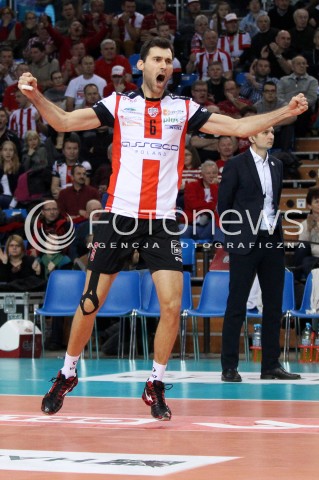  15.12.2013 RZESZOW <br />SIATKOWKA PLUS LIGA 2013/2014 MEN VOLLEYBALL POLAND POLISH PLUSLIGA LEAGUE SEASON 2013/2014 <br />MECZ ASSECO RESOVIA RZESZOW - INDYKPOL AZS OLSZTYN<br />N/Z GRZEGORZ KOSOK RADOSC EMOCJE SYLWETKA<br /> 