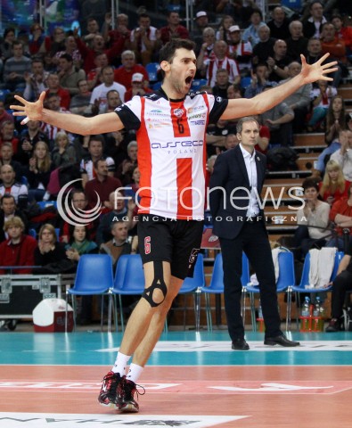 15.12.2013 RZESZOW <br />SIATKOWKA PLUS LIGA 2013/2014 MEN VOLLEYBALL POLAND POLISH PLUSLIGA LEAGUE SEASON 2013/2014 <br />MECZ ASSECO RESOVIA RZESZOW - INDYKPOL AZS OLSZTYN<br />N/Z GRZEGORZ KOSOK RADOSC EMOCJE SYLWETKA<br /> 