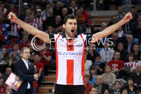  15.12.2013 RZESZOW <br />SIATKOWKA PLUS LIGA 2013/2014 MEN VOLLEYBALL POLAND POLISH PLUSLIGA LEAGUE SEASON 2013/2014 <br />MECZ ASSECO RESOVIA RZESZOW - INDYKPOL AZS OLSZTYN<br />N/Z GRZEGORZ KOSOK RADOSC EMOCJE SYLWETKA<br /> 