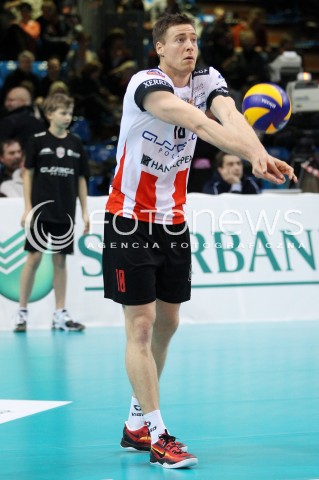  18.12.2013 RZESZOW POLAND <br />SIATKOWKA LIGA MISTRZOW MEN CEV VOLLEYBALL CHAMPIONS LEAGUE 2013 MATCH <br />ASSECO RESOVIA - PARIS VOLLEY <br />N/Z JOCHEN SCHOPS SYLWETKA <br /> 