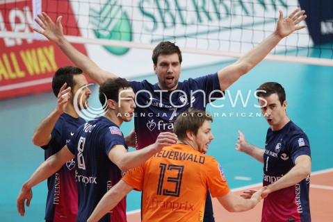  18.12.2013 RZESZOW POLAND <br />SIATKOWKA LIGA MISTRZOW MEN CEV VOLLEYBALL CHAMPIONS LEAGUE 2013 MATCH <br />ASSECO RESOVIA - PARIS VOLLEY <br />N/Z DENNIS VAN DER VEEN MARKO IVOVIC GUILLERMO HERNAN MARKUS STEUERWALD RADOSC EMOCJE <br /> 