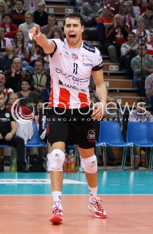  18.12.2013 RZESZOW POLAND <br />SIATKOWKA LIGA MISTRZOW MEN CEV VOLLEYBALL CHAMPIONS LEAGUE 2013 MATCH <br />ASSECO RESOVIA - PARIS VOLLEY <br />N/Z FABIAN DRZYZGA RADOSC EMOCJE SYLWETKA <br /> 