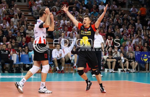  18.12.2013 RZESZOW POLAND <br />SIATKOWKA LIGA MISTRZOW MEN CEV VOLLEYBALL CHAMPIONS LEAGUE 2013 MATCH <br />ASSECO RESOVIA - PARIS VOLLEY <br />N/Z KRZYSZTOF IGNACZAK RADOSC EMOCJE SYLWETKA <br /> 
