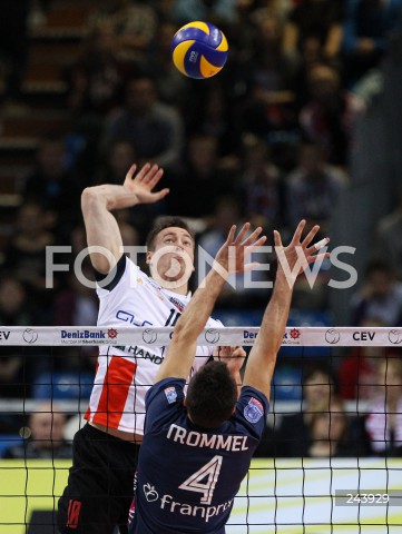  18.12.2013 RZESZOW POLAND <br />SIATKOWKA LIGA MISTRZOW MEN CEV VOLLEYBALL CHAMPIONS LEAGUE 2013 MATCH <br />ASSECO RESOVIA - PARIS VOLLEY <br />N/Z JOCHEN SCHOPS JEROEN TROMMEL <br /> 