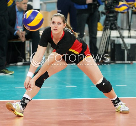  03.01.2014 LODZ ATLAS ARENA<br />SIATKOWKA KOBIET<br />KWALIFIKACJE DO MISTRZOSTW SWIATA 2014<br />2014 FIVB WORLD CHAMPIONSHIP - EUROPEAN QUALIFICATION WOMEN <br />MECZ HISZPANIA - BELGIA ( SPAIN - BELGIUM )<br />N/Z VALERIE COURTOIS SYLWETKA <br /> 