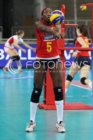  03.01.2014 LODZ ATLAS ARENA<br />SIATKOWKA KOBIET<br />KWALIFIKACJE DO MISTRZOSTW SWIATA 2014<br />2014 FIVB WORLD CHAMPIONSHIP - EUROPEAN QUALIFICATION WOMEN <br />MECZ HISZPANIA - BELGIA ( SPAIN - BELGIUM )<br />N/Z MILAGROS COLLAR SYLWETKA <br /> 