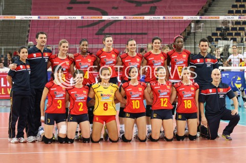  03.01.2014 LODZ ATLAS ARENA<br />SIATKOWKA KOBIET<br />KWALIFIKACJE DO MISTRZOSTW SWIATA 2014<br />2014 FIVB WORLD CHAMPIONSHIP - EUROPEAN QUALIFICATION WOMEN <br />MECZ HISZPANIA - BELGIA ( SPAIN - BELGIUM )<br />N/Z ZDJECIE GRUPOWE ( GROUP TEAM PHOTO ) GRUPOWKA - ZESPOL HISZPANII<br /> 