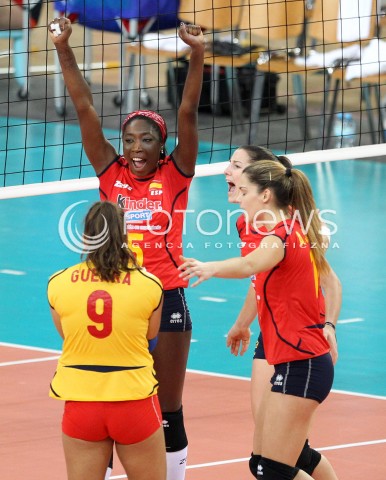  03.01.2014 LODZ ATLAS ARENA<br />SIATKOWKA KOBIET<br />KWALIFIKACJE DO MISTRZOSTW SWIATA 2014<br />2014 FIVB WORLD CHAMPIONSHIP - EUROPEAN QUALIFICATION WOMEN <br />MECZ HISZPANIA - BELGIA ( SPAIN - BELGIUM )<br />N/Z MILAGROS COLLAR ISABEL GUERRA RADOSC EMOCJE <br /> 