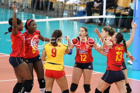  03.01.2014 LODZ ATLAS ARENA<br />SIATKOWKA KOBIET<br />KWALIFIKACJE DO MISTRZOSTW SWIATA 2014<br />2014 FIVB WORLD CHAMPIONSHIP - EUROPEAN QUALIFICATION WOMEN <br />MECZ HISZPANIA - BELGIA ( SPAIN - BELGIUM )<br />N/Z SILVIA ARACO ISABEL GUERRA MILAGROS COLLAR HELIA GONZALEZ RADOSC EMOCJE <br /> 