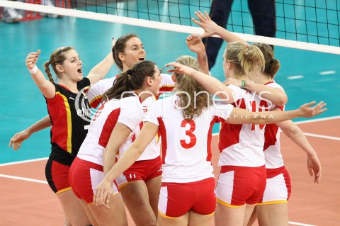  03.01.2014 LODZ ATLAS ARENA<br />SIATKOWKA KOBIET<br />KWALIFIKACJE DO MISTRZOSTW SWIATA 2014<br />2014 FIVB WORLD CHAMPIONSHIP - EUROPEAN QUALIFICATION WOMEN <br />MECZ HISZPANIA - BELGIA ( SPAIN - BELGIUM )<br />N/Z ELS VANDESTEENE VALERIE COURTOIS FRAUKE DIRICKX CHARLOTTE LEYS RADOSC EMOCJE <br /> 