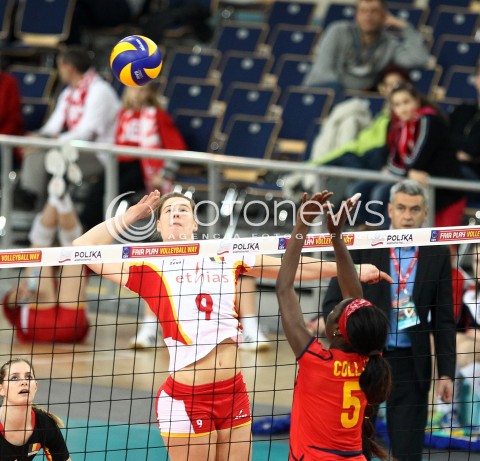  03.01.2014 LODZ ATLAS ARENA<br />SIATKOWKA KOBIET<br />KWALIFIKACJE DO MISTRZOSTW SWIATA 2014<br />2014 FIVB WORLD CHAMPIONSHIP - EUROPEAN QUALIFICATION WOMEN <br />MECZ HISZPANIA - BELGIA ( SPAIN - BELGIUM )<br />N/Z FREYA AELBRECHT MILAGROS COLLAR <br /> 