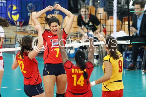  03.01.2014 LODZ ATLAS ARENA<br />SIATKOWKA KOBIET<br />KWALIFIKACJE DO MISTRZOSTW SWIATA 2014<br />2014 FIVB WORLD CHAMPIONSHIP - EUROPEAN QUALIFICATION WOMEN <br />MECZ HISZPANIA - BELGIA ( SPAIN - BELGIUM )<br />N/Z MABEL CARO GARCIA JESSICA RIVERO ISABEL GUERRA JOSE CORRAL M. RADOSC EMOCJE <br /> 
