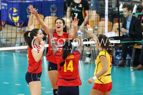  03.01.2014 LODZ ATLAS ARENA<br />SIATKOWKA KOBIET<br />KWALIFIKACJE DO MISTRZOSTW SWIATA 2014<br />2014 FIVB WORLD CHAMPIONSHIP - EUROPEAN QUALIFICATION WOMEN <br />MECZ HISZPANIA - BELGIA ( SPAIN - BELGIUM )<br />N/Z MABEL CARO GARCIA JESSICA RIVERO RADOSC EMOCJE SILVIA ARACO <br /> 