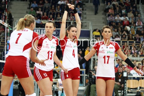  03.01.2014 LODZ ATLAS ARENA<br />SIATKOWKA KOBIET<br />KWALIFIKACJE DO MISTRZOSTW SWIATA 2014<br />2014 FIVB WORLD CHAMPIONSHIP - EUROPEAN QUALIFICATION WOMEN <br />MECZ POLSKA - SZWAJCARIA ( POLAND - SWITZERLAND )<br />N/Z MALGORZATA GLINKA - MOGENTALE KATARZYNA GAJGAL-ANIOL IZABELA BELCIK KATARZYNA SKOWRONSKA - DOLATA <br /> 