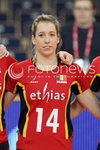  04.01.2014 LODZ ATLAS ARENA<br />SIATKOWKA KOBIET<br />KWALIFIKACJE DO MISTRZOSTW SWIATA 2014<br />2014 FIVB WORLD CHAMPIONSHIP - EUROPEAN QUALIFICATION WOMEN <br />MECZ BELGIA - SZWAJCARIA ( BELGIUM - SWITZERLAND )<br />N/Z HELENE ROUSSEAUX SYLWETKA GLOWKA PORTRET <br /> 