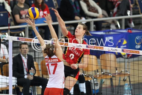  04.01.2014 LODZ ATLAS ARENA<br />SIATKOWKA KOBIET<br />KWALIFIKACJE DO MISTRZOSTW SWIATA 2014<br />2014 FIVB WORLD CHAMPIONSHIP - EUROPEAN QUALIFICATION WOMEN <br />MECZ BELGIA - SZWAJCARIA ( BELGIUM - SWITZERLAND )<br />N/Z FREYA AELBRECHT LAURA UNTERNAHRER <br /> 