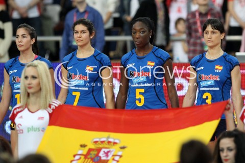  04.01.2014 LODZ ATLAS ARENA<br />SIATKOWKA KOBIET<br />KWALIFIKACJE DO MISTRZOSTW SWIATA 2014<br />2014 FIVB WORLD CHAMPIONSHIP - EUROPEAN QUALIFICATION WOMEN <br />MECZ POLSKA - HISZPANIA ( POLAND - SPAIN )<br />N/Z MABEL CARO GARCIA MILAGROS COLLAR ANA BELEN PEREZ FERNANDEZ FLAGA<br /> 