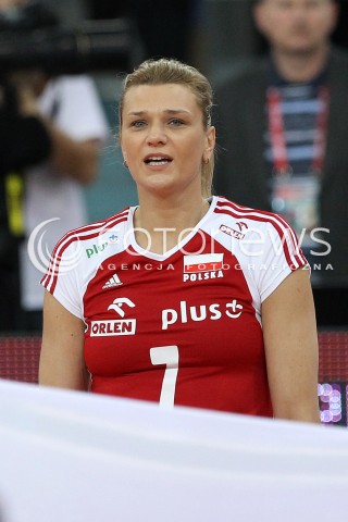  04.01.2014 LODZ ATLAS ARENA<br />SIATKOWKA KOBIET<br />KWALIFIKACJE DO MISTRZOSTW SWIATA 2014<br />2014 FIVB WORLD CHAMPIONSHIP - EUROPEAN QUALIFICATION WOMEN <br />MECZ POLSKA - HISZPANIA ( POLAND - SPAIN )<br />N/Z MALGORZATA GLINKA - MOGENTALE SYLWETKA GLOWKA PORTRET<br /> 